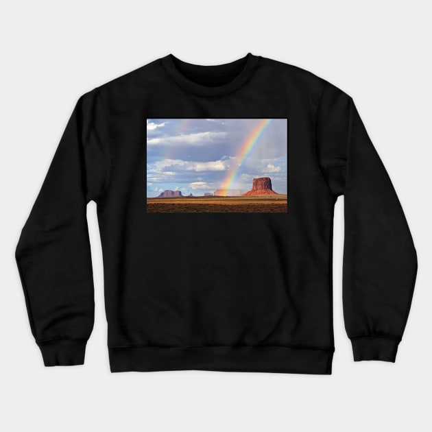 Double Rainbow over Monument Valley, Arizona, USA Crewneck Sweatshirt by auradius